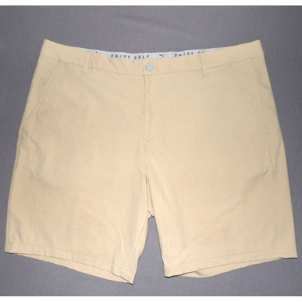PUMA Dry Cell GOLF 100% Polyester Khaki Performance 8" Chino Shorts Men's 40